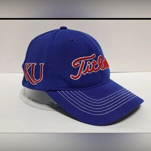 Kansas Jayhawks ~ Titleist Cap Size M/L Blue Flex Fitted Golf Hat KU Embroidered